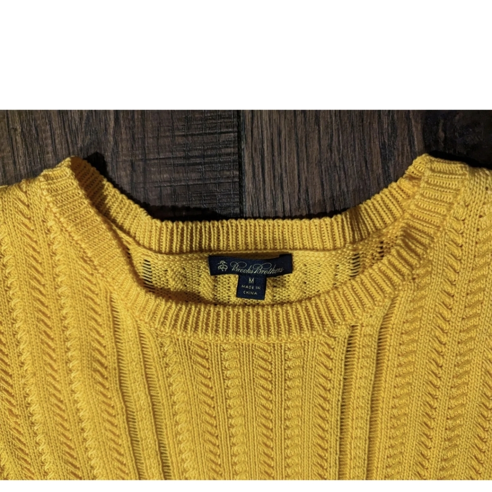 Brooks Brothers Sweater Womens Medium Goldenrod Short Sleeve Blouse 100% Cotton - Picture 5 of 14